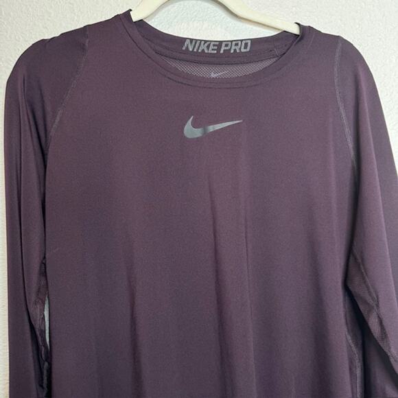 Nike Pro Womens Dri-Fit Maroon Compression Top Sz Large - Picture 2 of 10